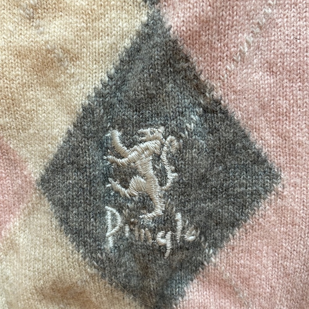 Pringle washable wool sweater l pink argyle - Picture 2 of 11
